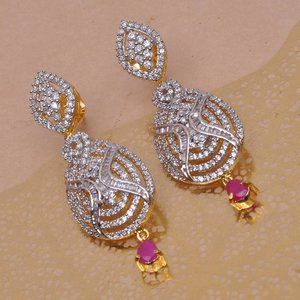 NWT Real Diamond Look Bling Earrings with Ruby